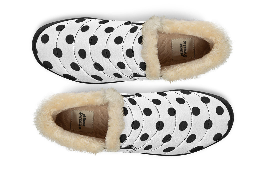 Marshmallow White Polka Dot Winter Shoes