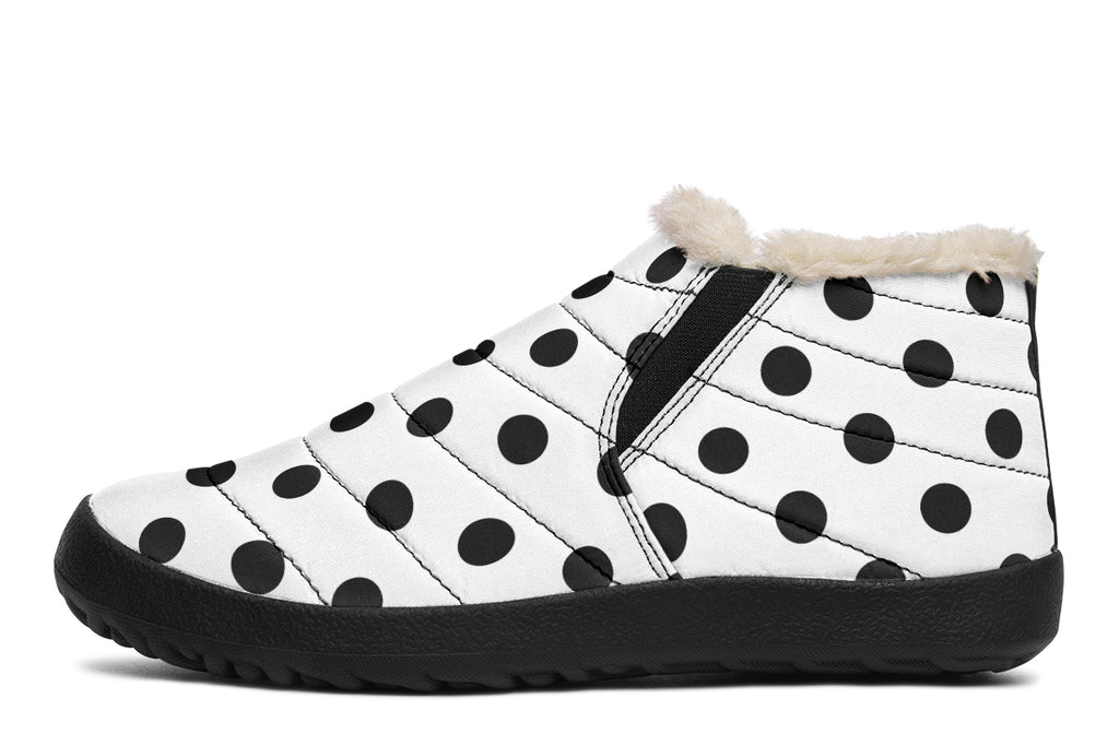 Marshmallow White Polka Dot Winter Shoes