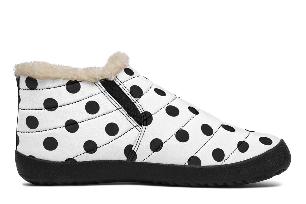 Marshmallow White Polka Dot Winter Shoes