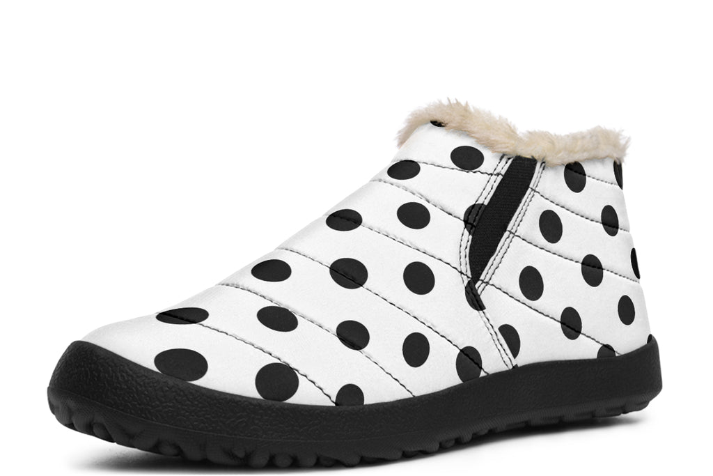 Marshmallow White Polka Dot Winter Shoes