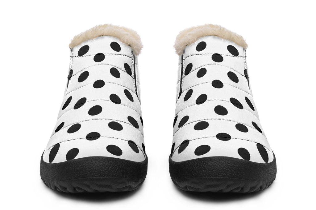 Marshmallow White Polka Dot Winter Shoes