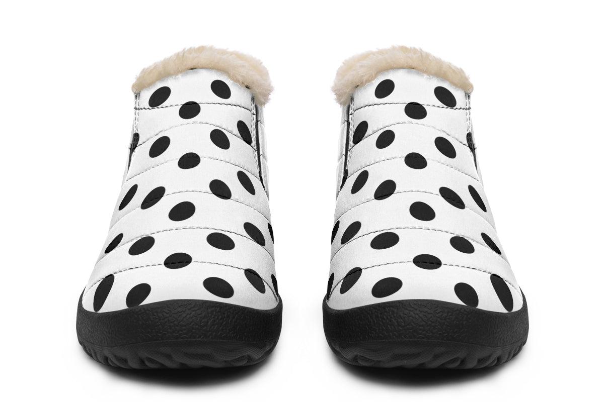 Marshmallow White Polka Dot Winter Shoes