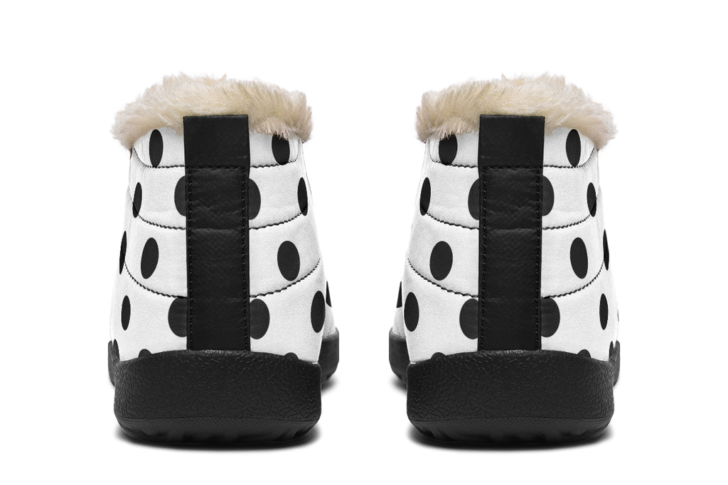 Marshmallow White Polka Dot Winter Shoes