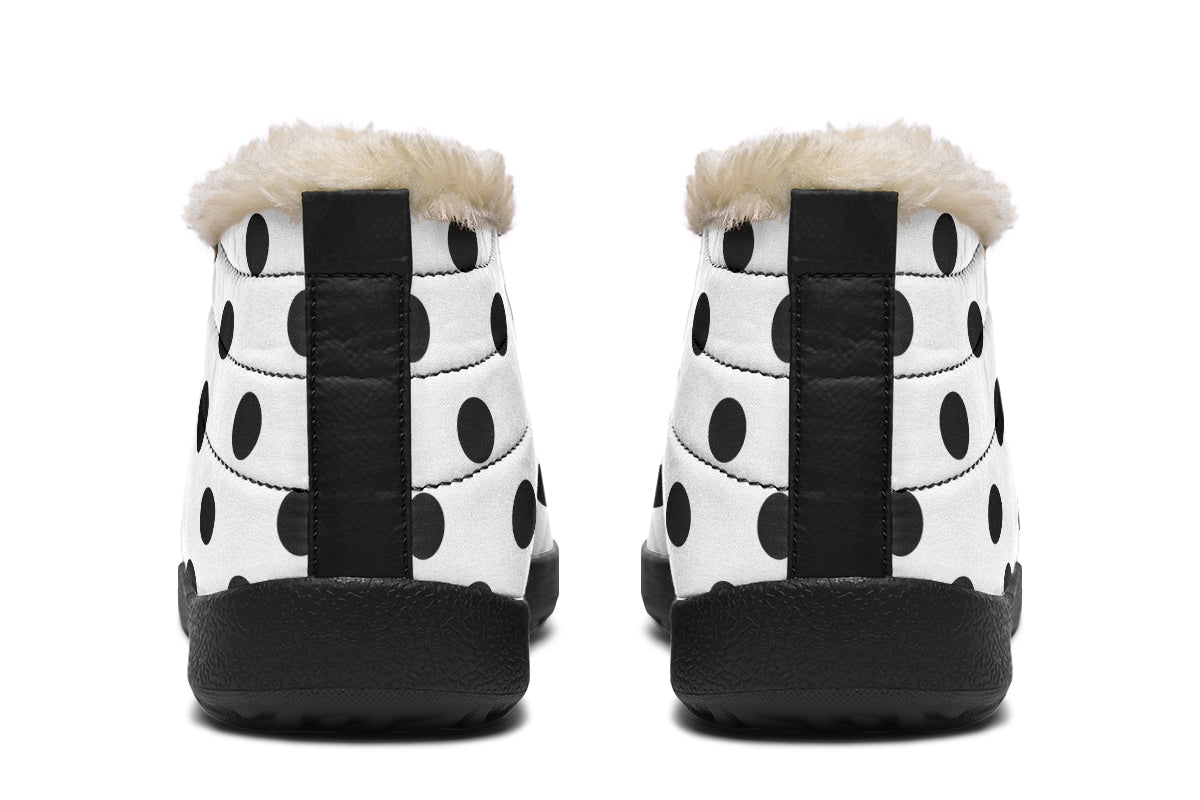 Marshmallow White Polka Dot Winter Shoes