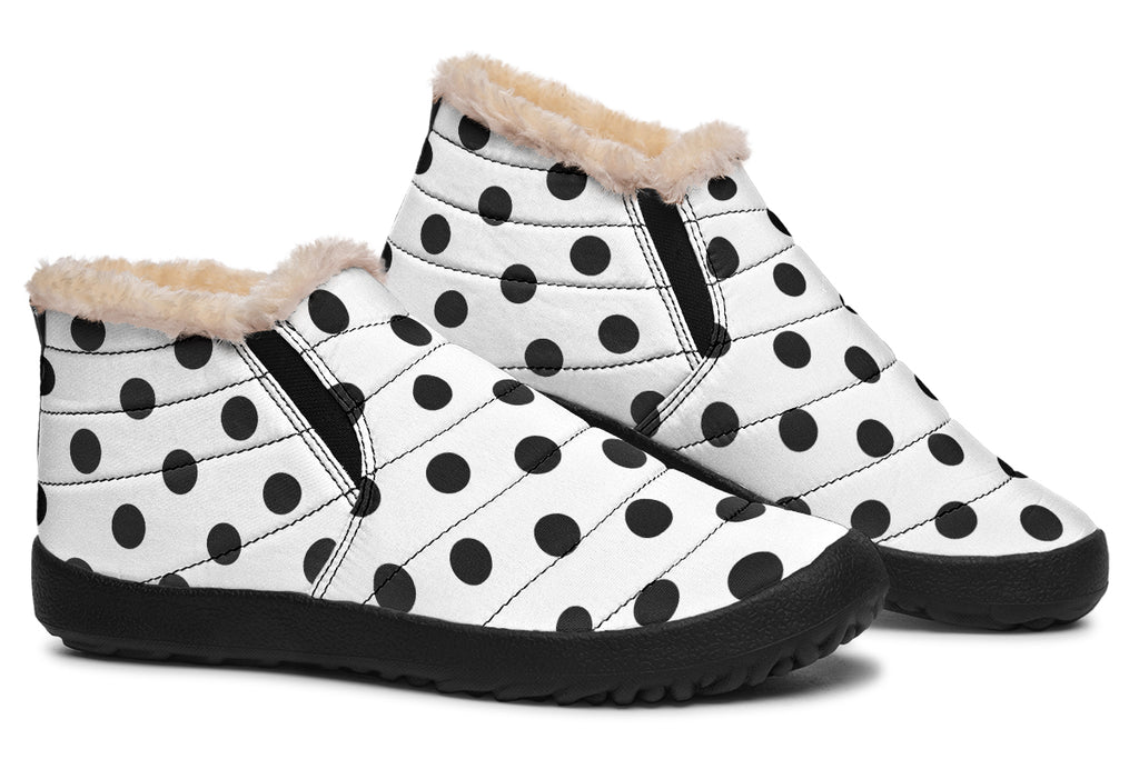 Marshmallow White Polka Dot Winter Shoes