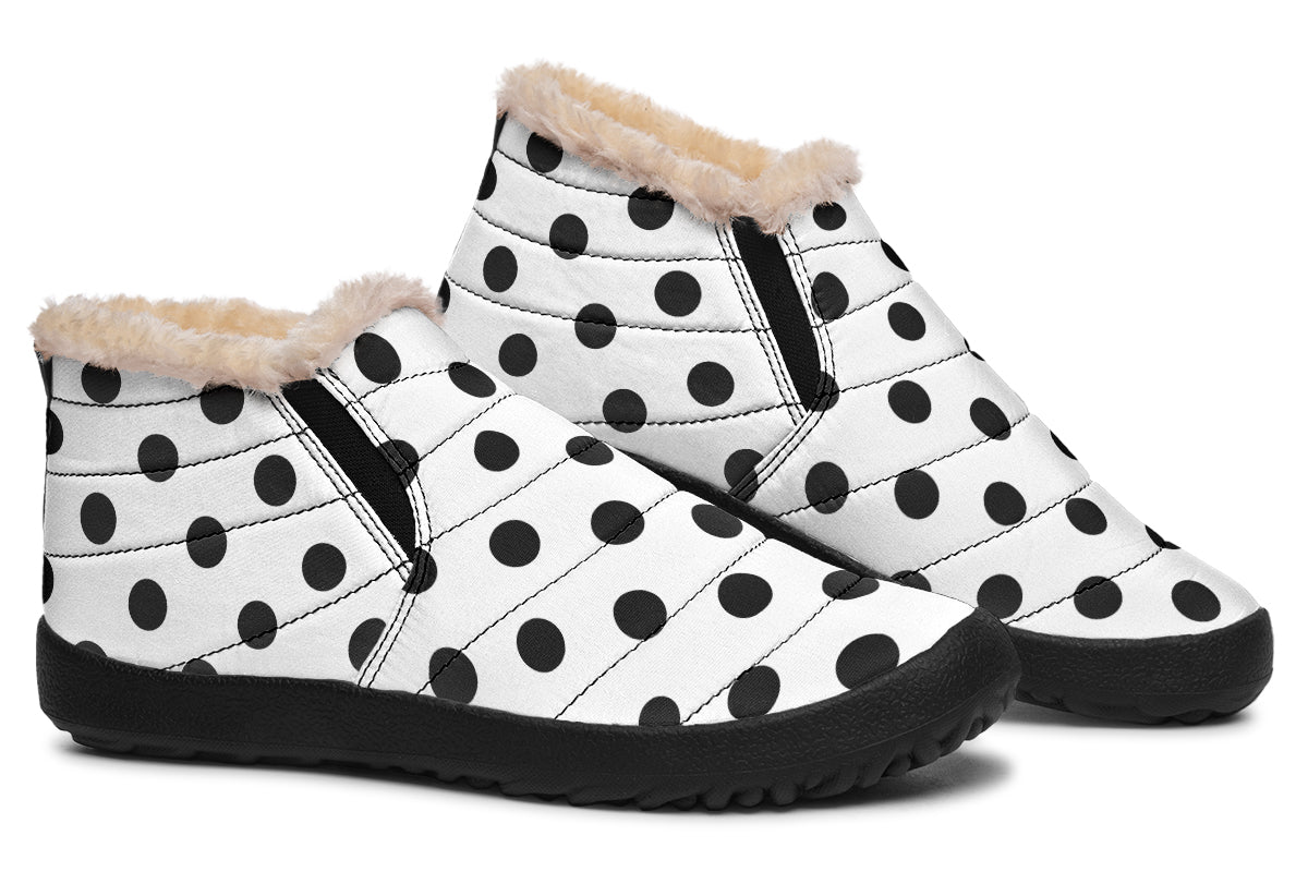 Marshmallow White Polka Dot Winter Shoes