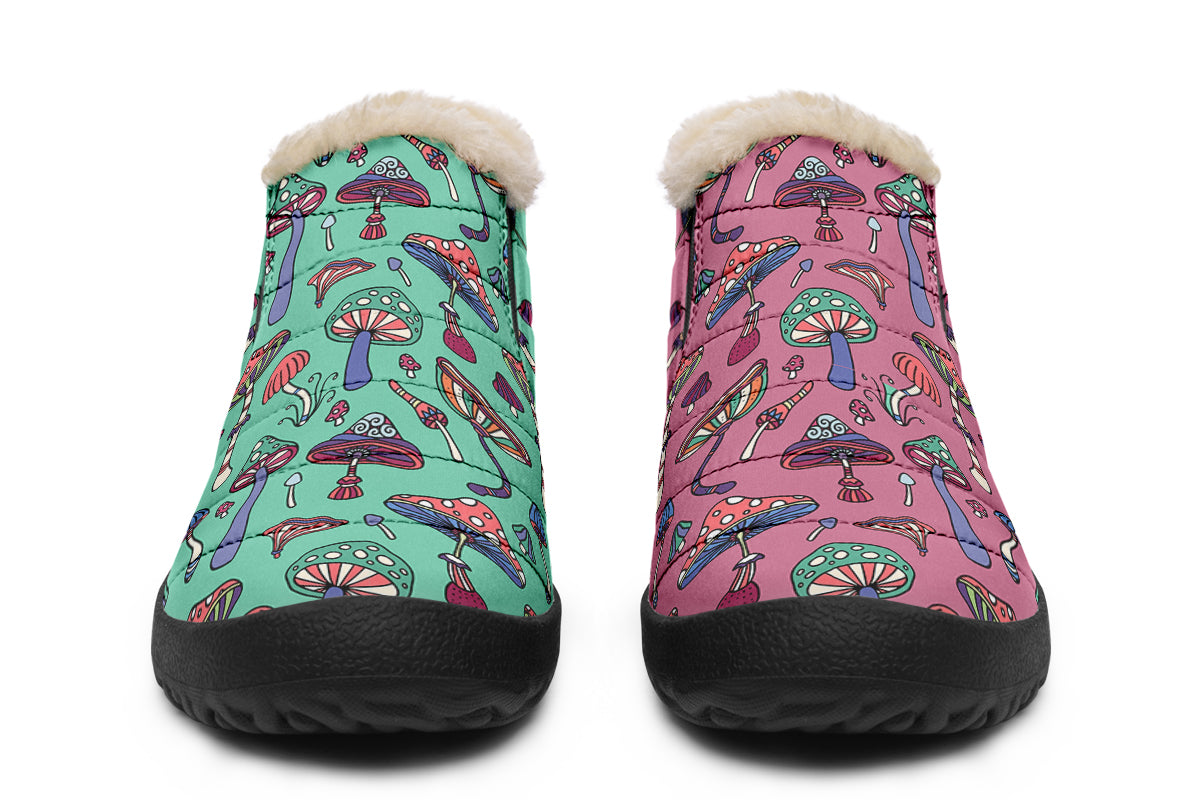 Mismatched Mushrooms Winter Shoes - Offbeat Sweetie