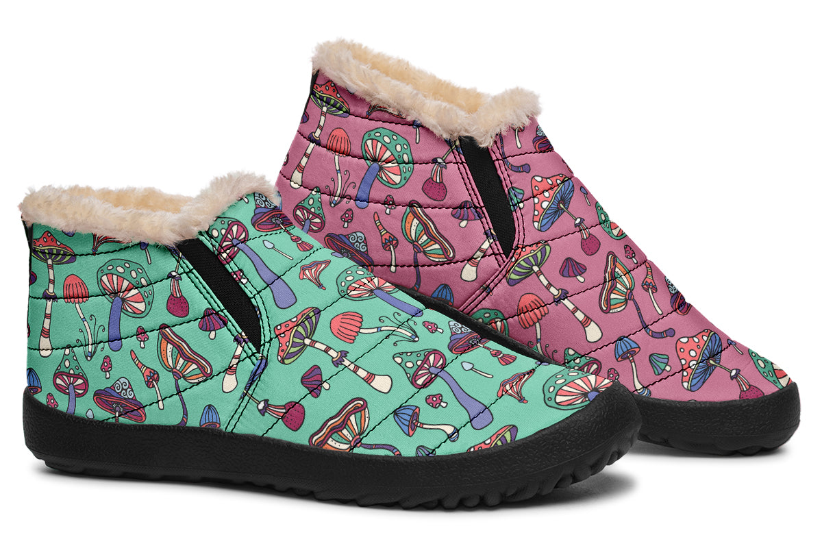 Mismatched Mushrooms Winter Shoes - Offbeat Sweetie