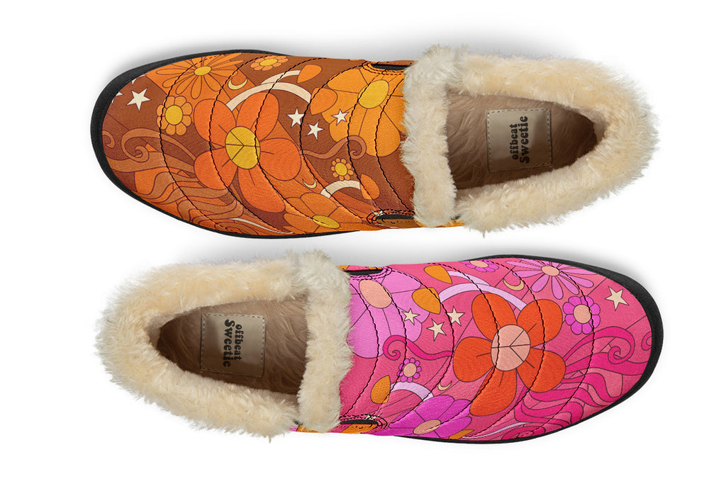 Molly's Mismatched Retro Daisies Winter Shoes - Offbeat Sweetie