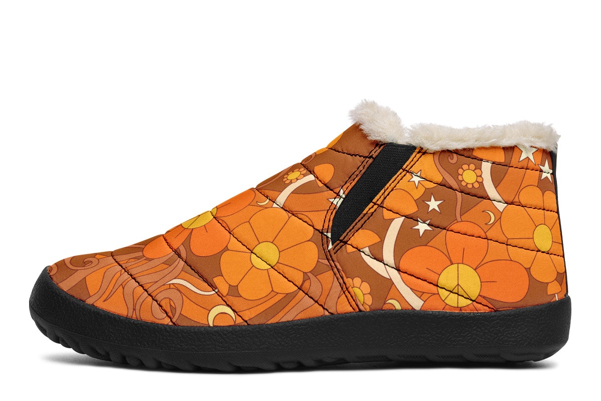 Molly's Mismatched Retro Daisies Winter Shoes - Offbeat Sweetie