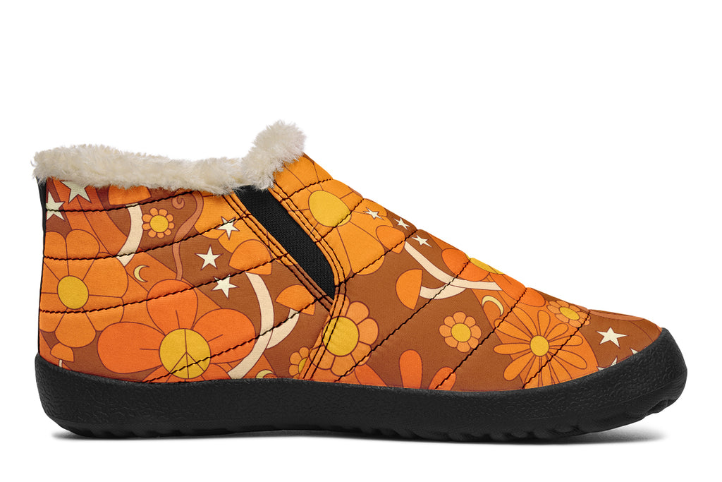 Molly's Mismatched Retro Daisies Winter Shoes - Offbeat Sweetie