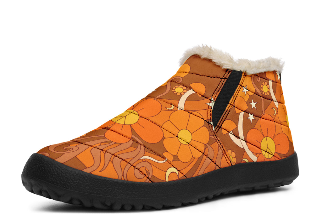 Molly's Mismatched Retro Daisies Winter Shoes - Offbeat Sweetie