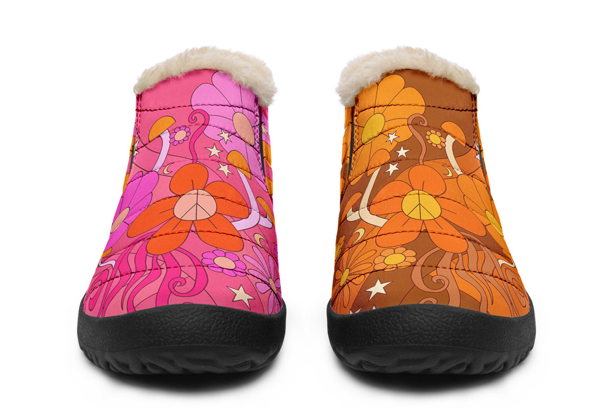 Molly's Mismatched Retro Daisies Winter Shoes - Offbeat Sweetie