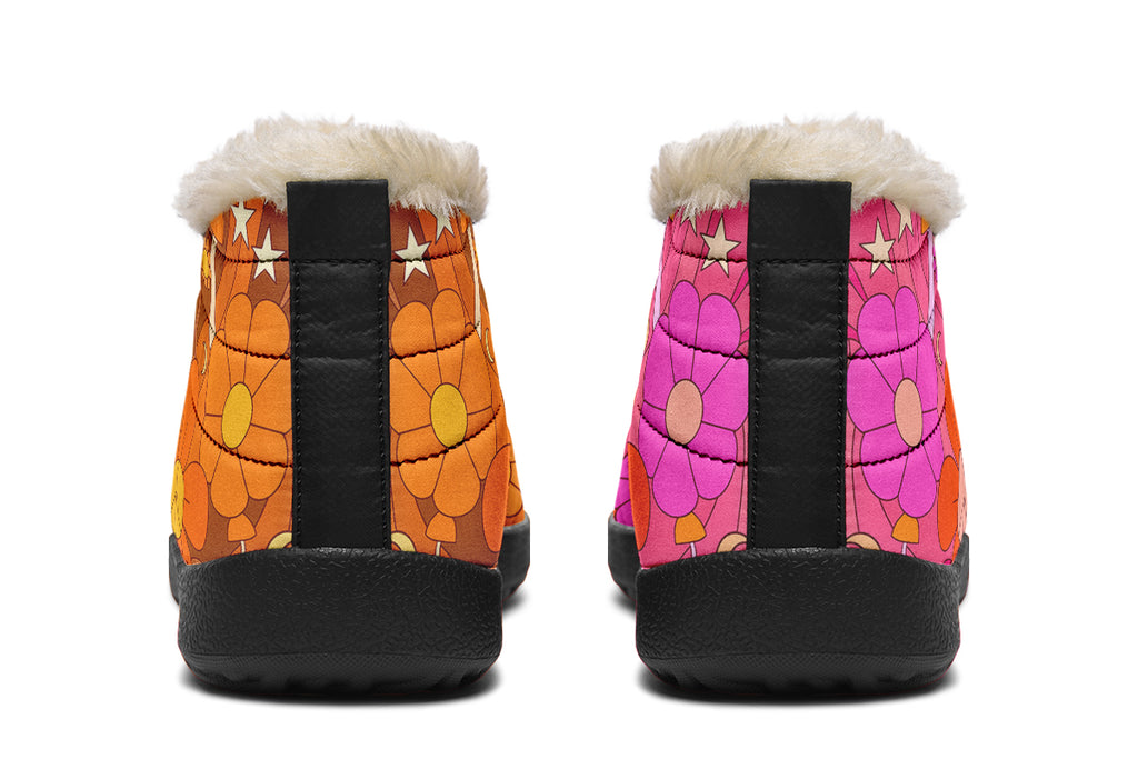 Molly's Mismatched Retro Daisies Winter Shoes - Offbeat Sweetie