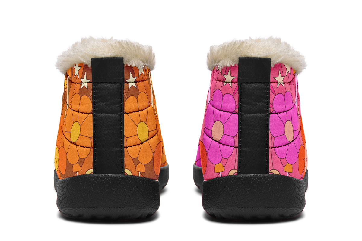 Molly's Mismatched Retro Daisies Winter Shoes - Offbeat Sweetie