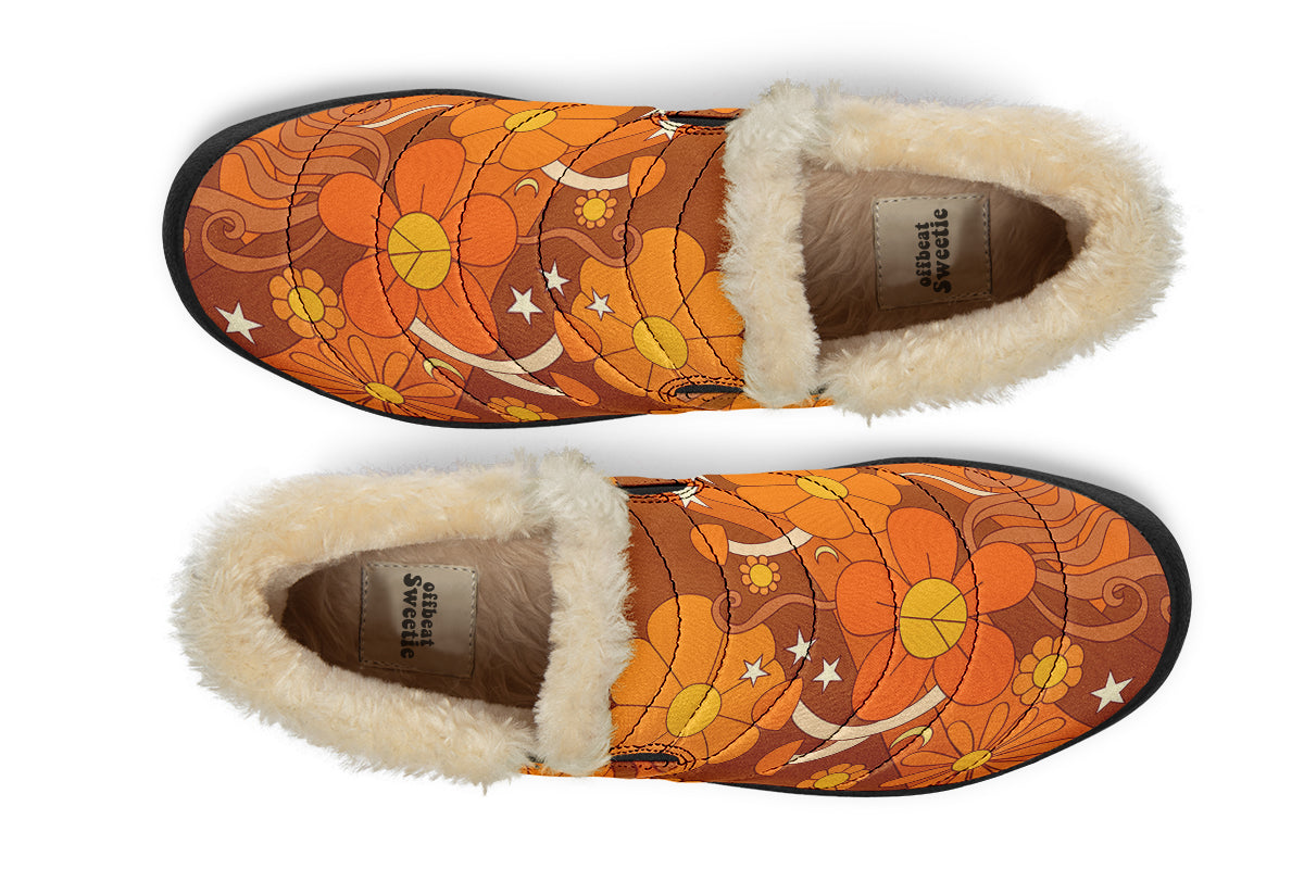 Molly's Orange Retro Daisies Winter Shoes