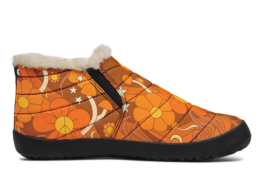 Molly's Orange Retro Daisies Winter Shoes