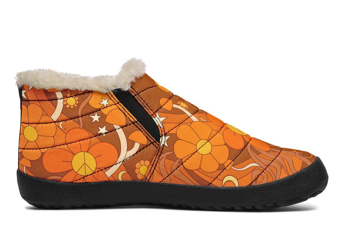 Molly's Orange Retro Daisies Winter Shoes