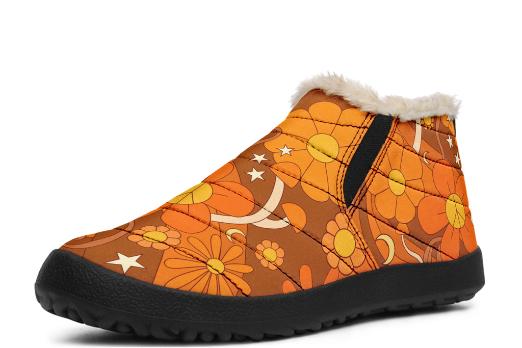 Molly's Orange Retro Daisies Winter Shoes