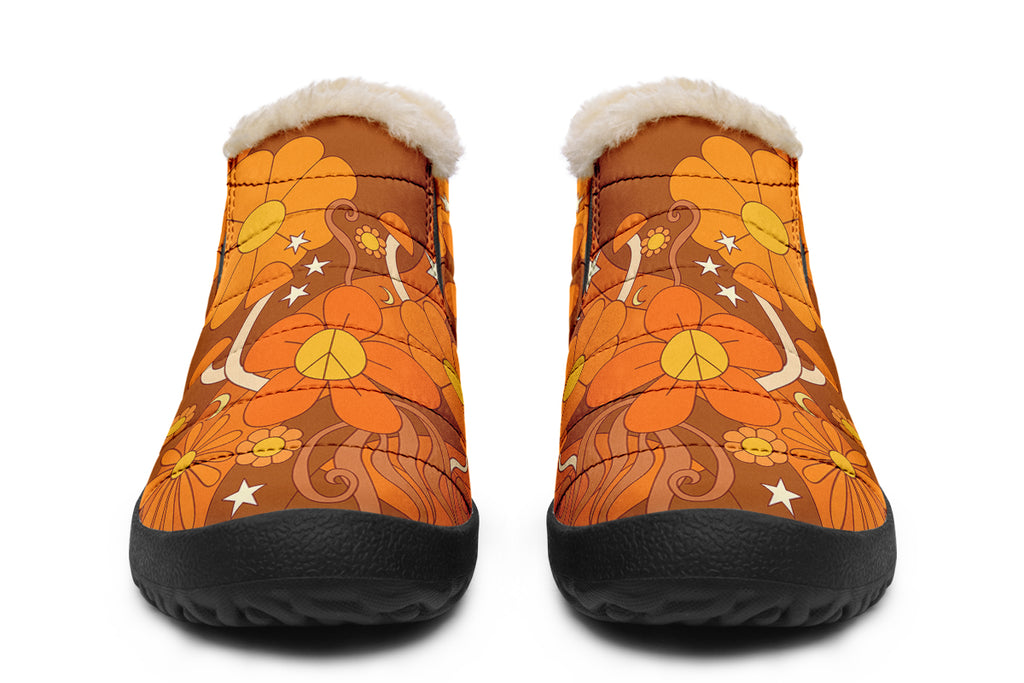 Molly's Orange Retro Daisies Winter Shoes