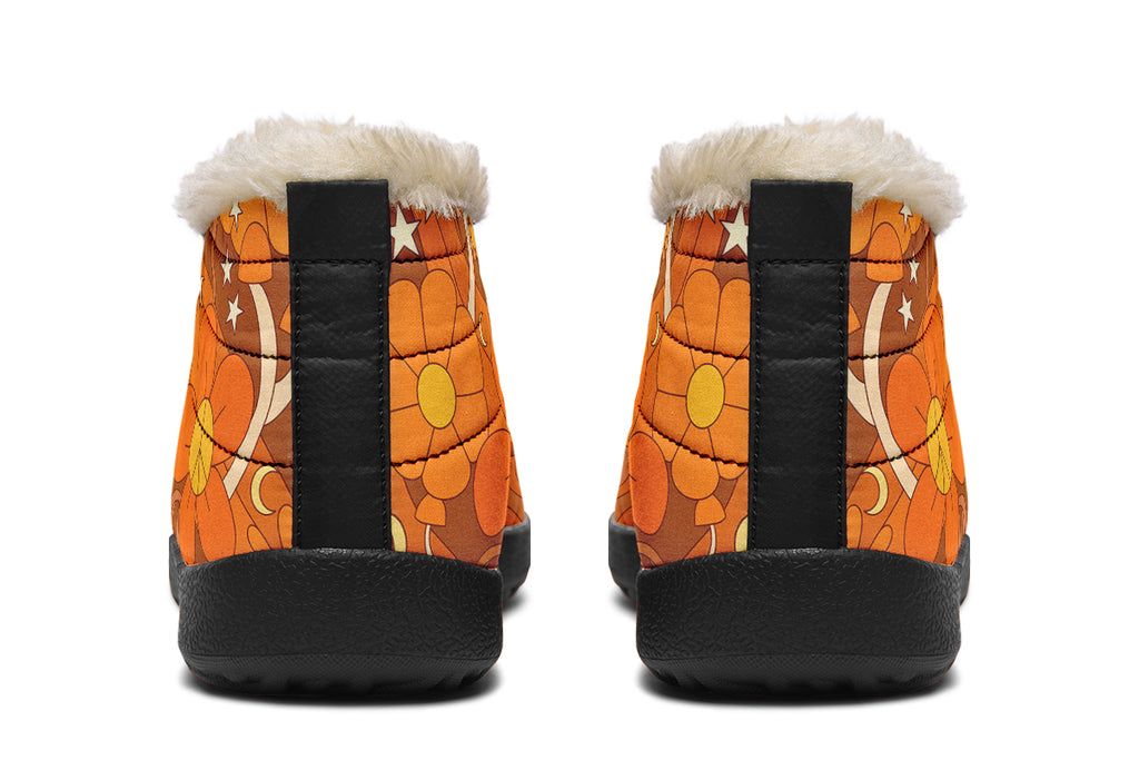 Molly's Orange Retro Daisies Winter Shoes