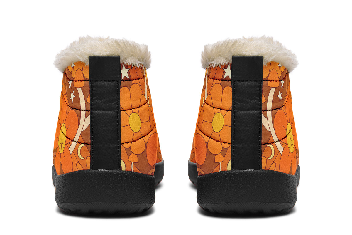Molly's Orange Retro Daisies Winter Shoes