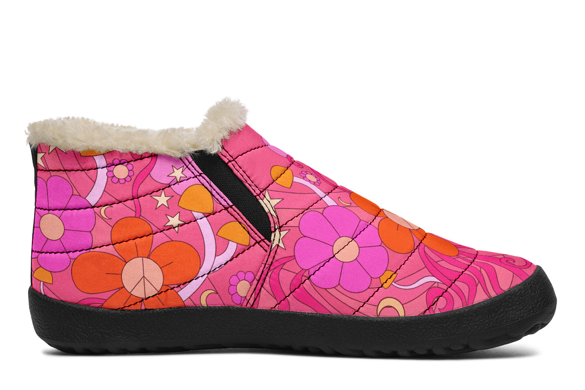 Molly's Pink Retro Daisies Winter Shoes
