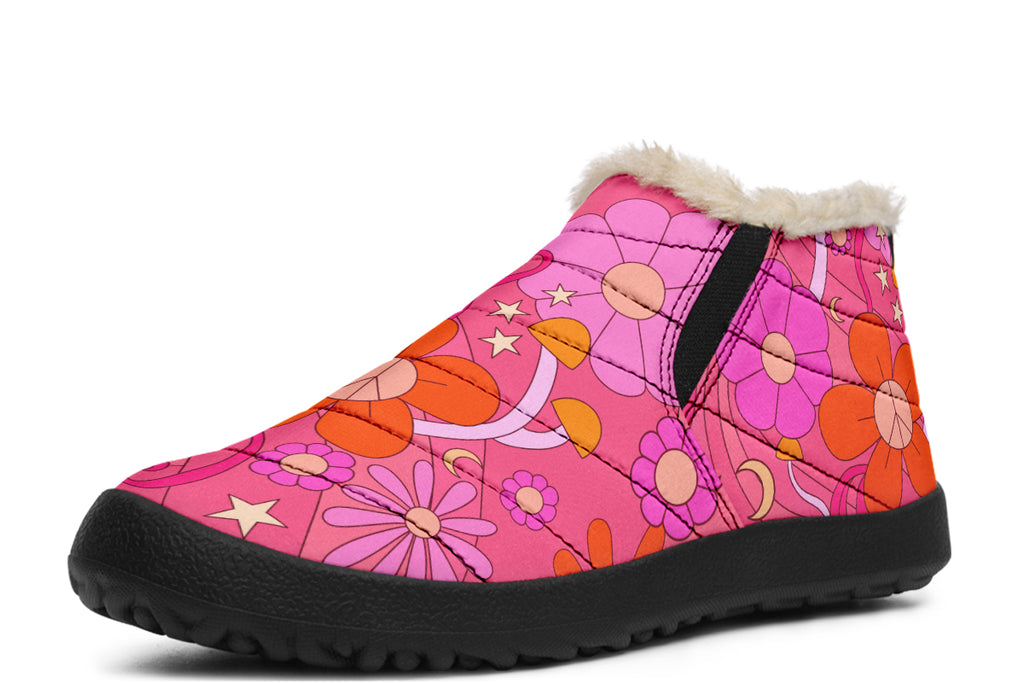Molly's Pink Retro Daisies Winter Shoes