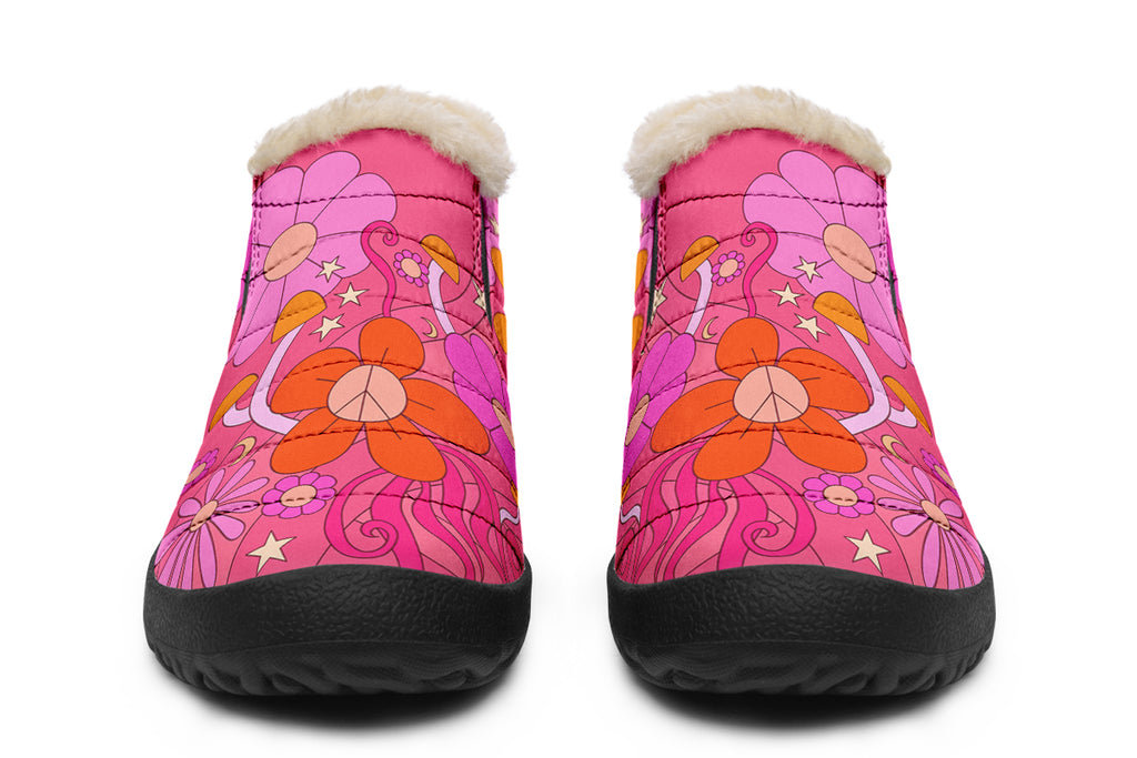 Molly's Pink Retro Daisies Winter Shoes