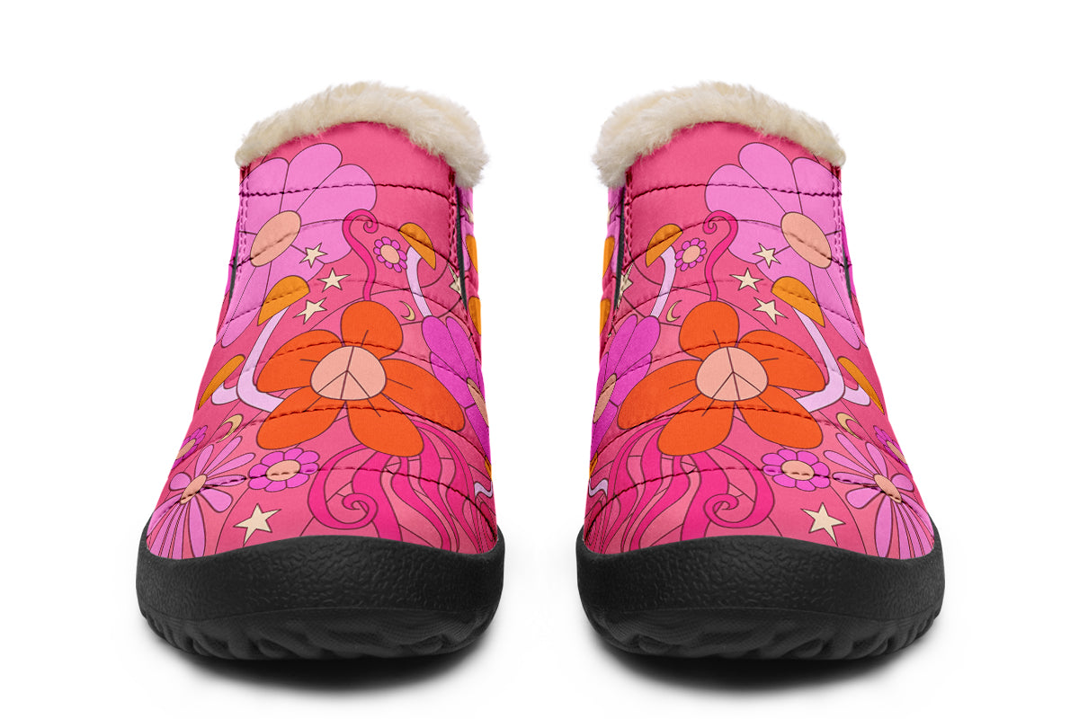 Molly's Pink Retro Daisies Winter Shoes
