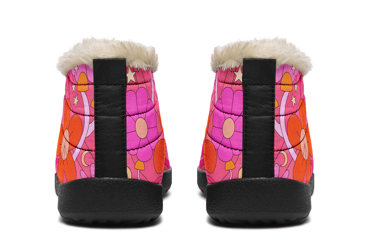 Molly's Pink Retro Daisies Winter Shoes