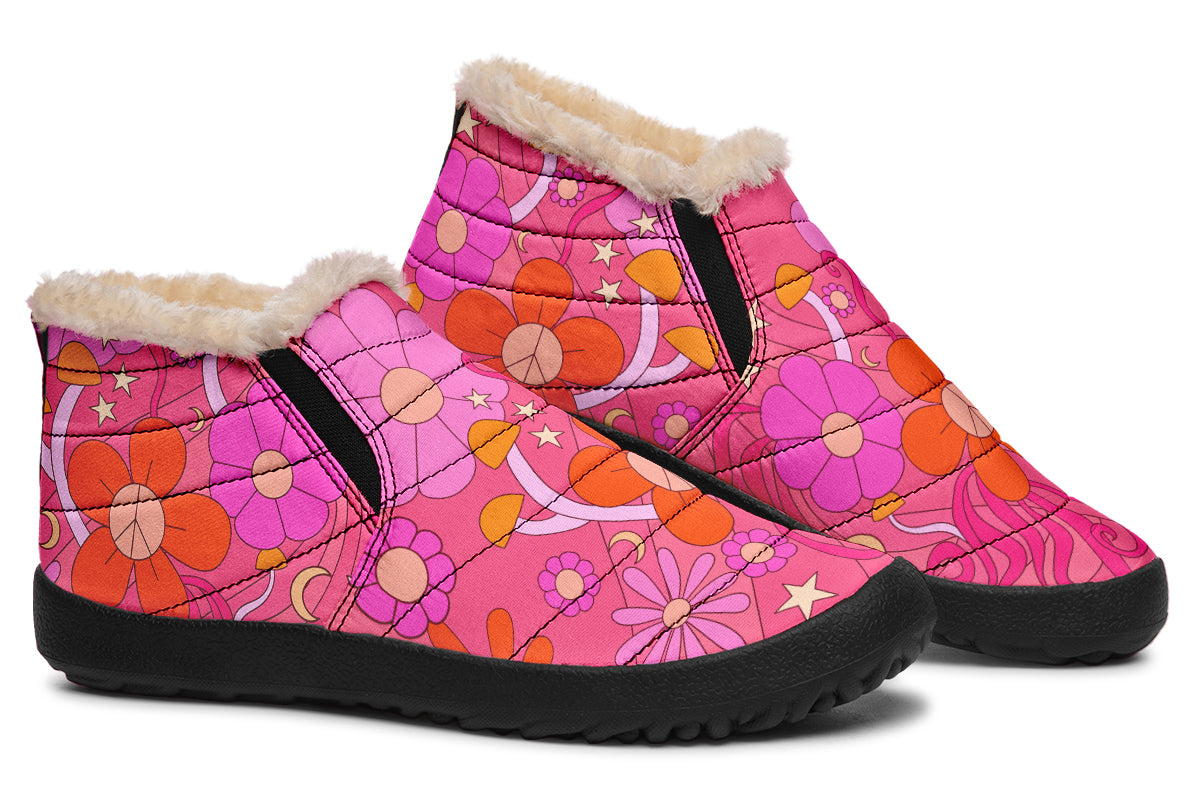 Molly's Pink Retro Daisies Winter Shoes