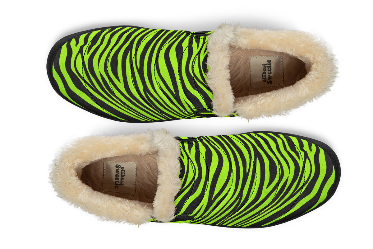 Neon Zebra Winter Shoes - Offbeat Sweetie