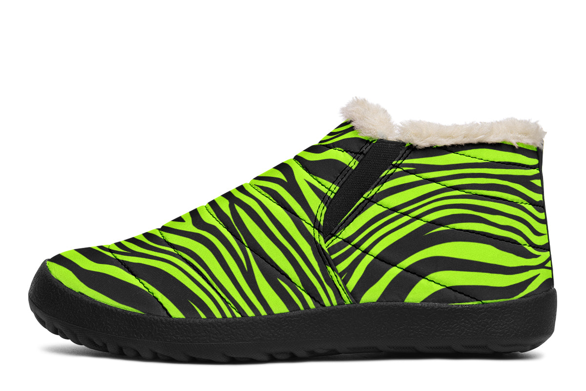 Neon Zebra Winter Shoes - Offbeat Sweetie