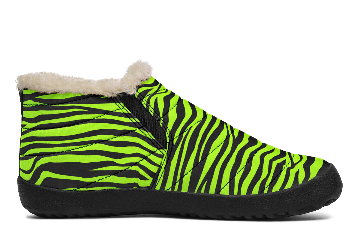 Neon Zebra Winter Shoes - Offbeat Sweetie
