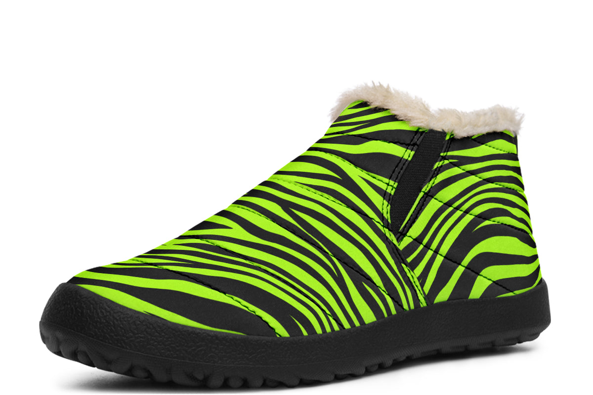 Neon Zebra Winter Shoes - Offbeat Sweetie