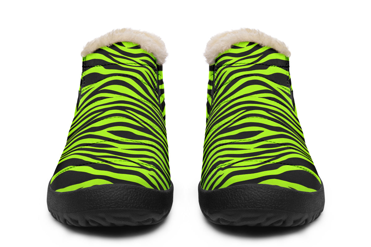 Neon Zebra Winter Shoes - Offbeat Sweetie