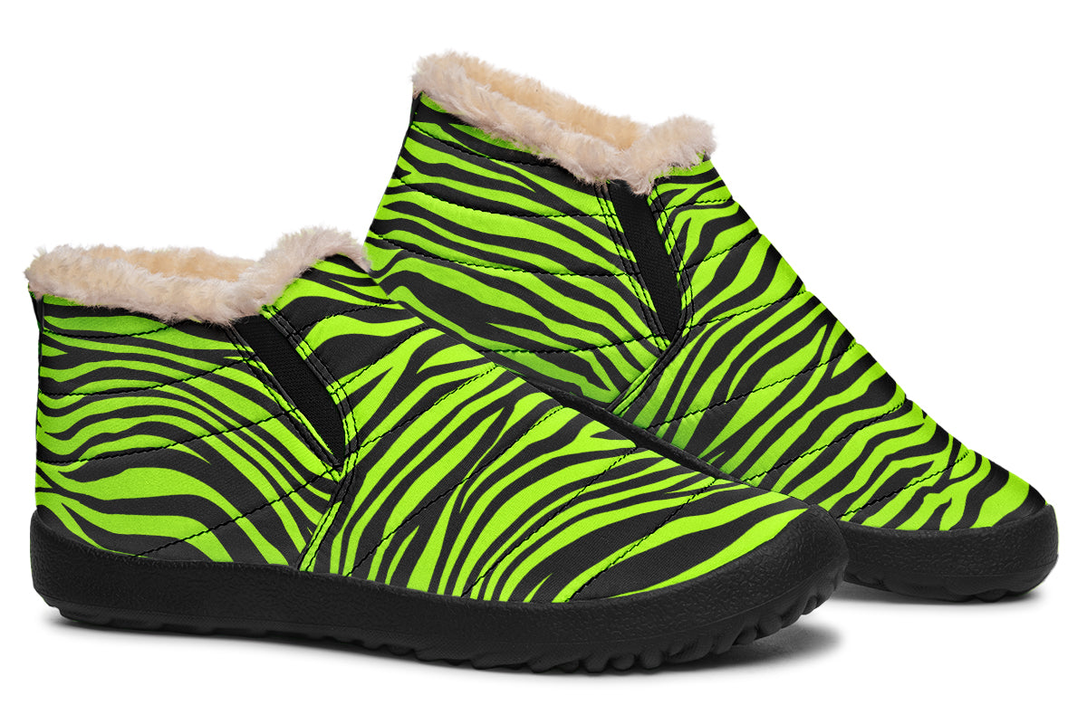 Neon Zebra Winter Shoes - Offbeat Sweetie