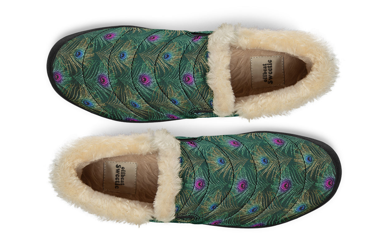Peacock Feathers Winter Shoes - Offbeat Sweetie