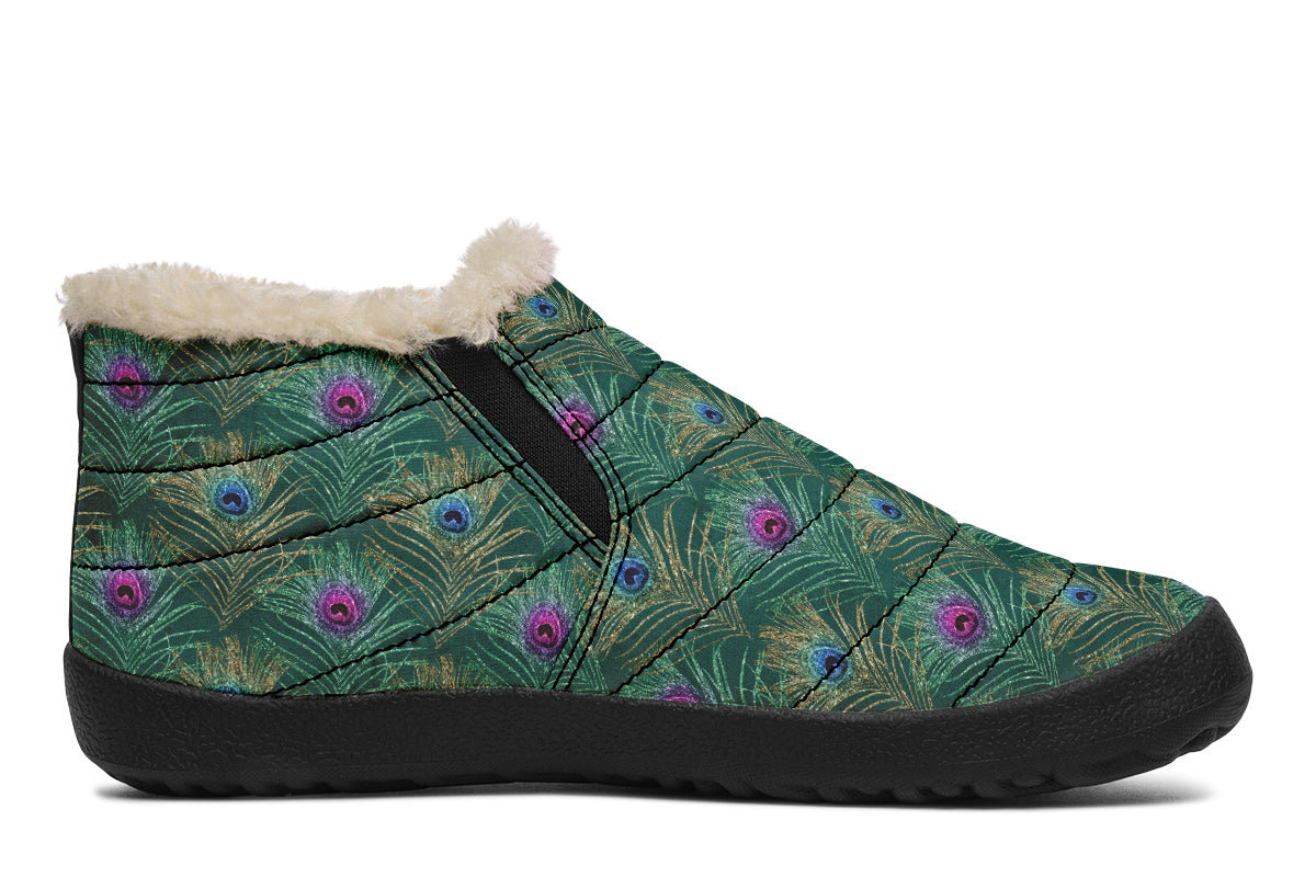 Peacock Feathers Winter Shoes - Offbeat Sweetie