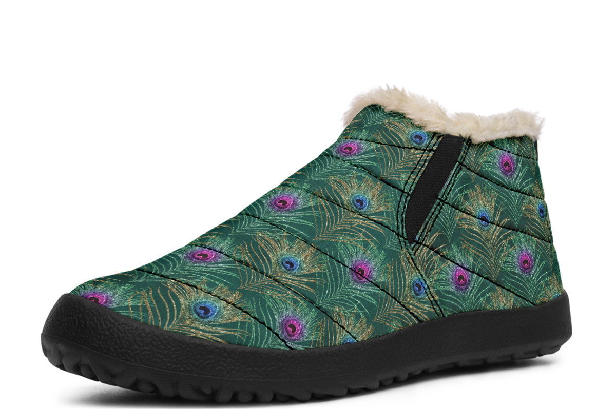 Peacock Feathers Winter Shoes - Offbeat Sweetie
