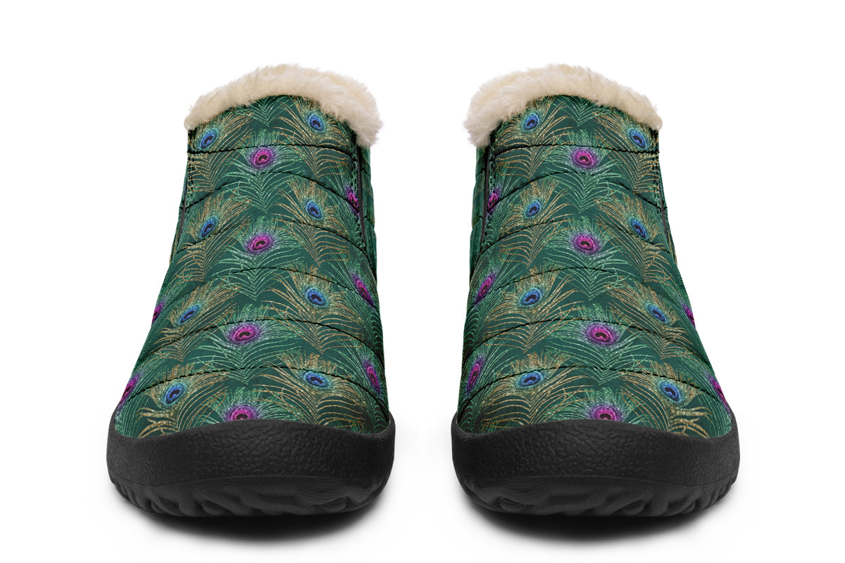 Peacock Feathers Winter Shoes - Offbeat Sweetie