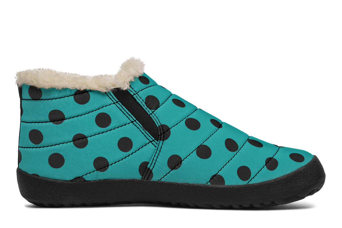 Penny Royal Teal Polka Dot Winter Shoes