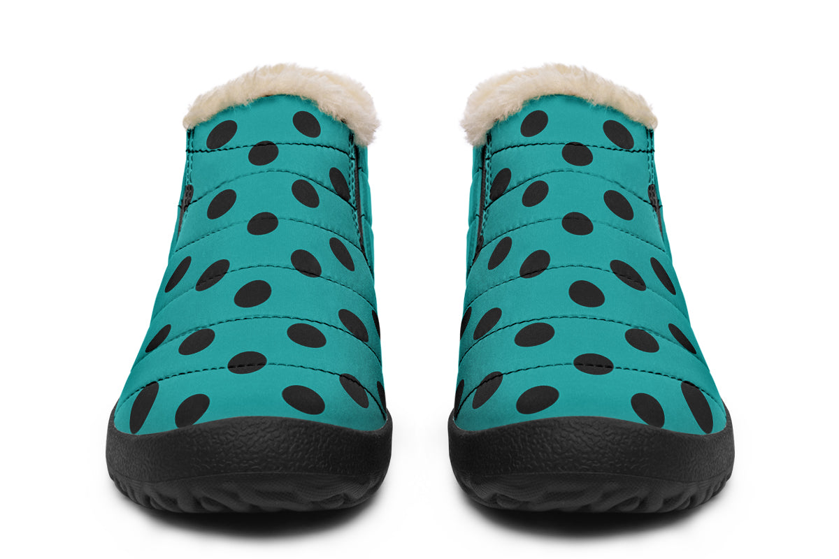 Penny Royal Teal Polka Dot Winter Shoes