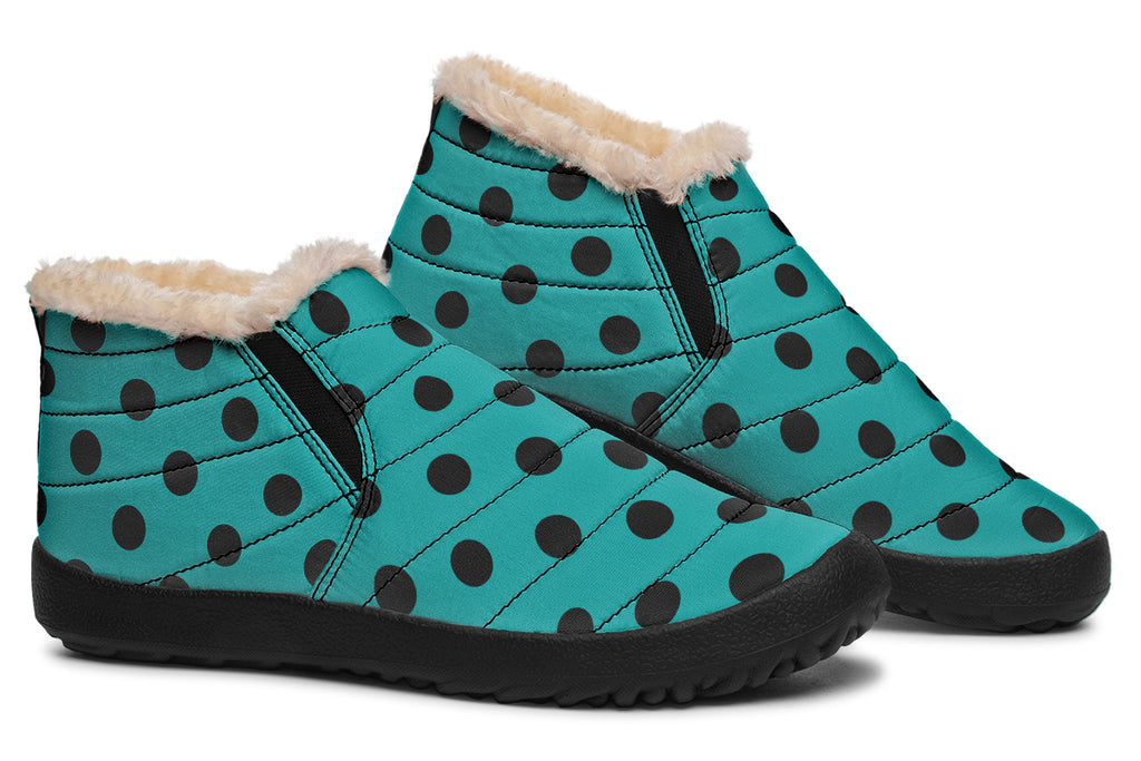 Penny Royal Teal Polka Dot Winter Shoes