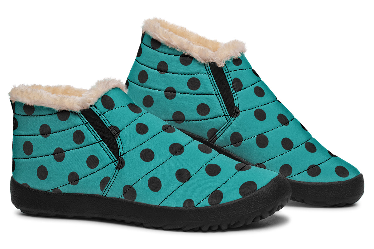 Penny Royal Teal Polka Dot Winter Shoes