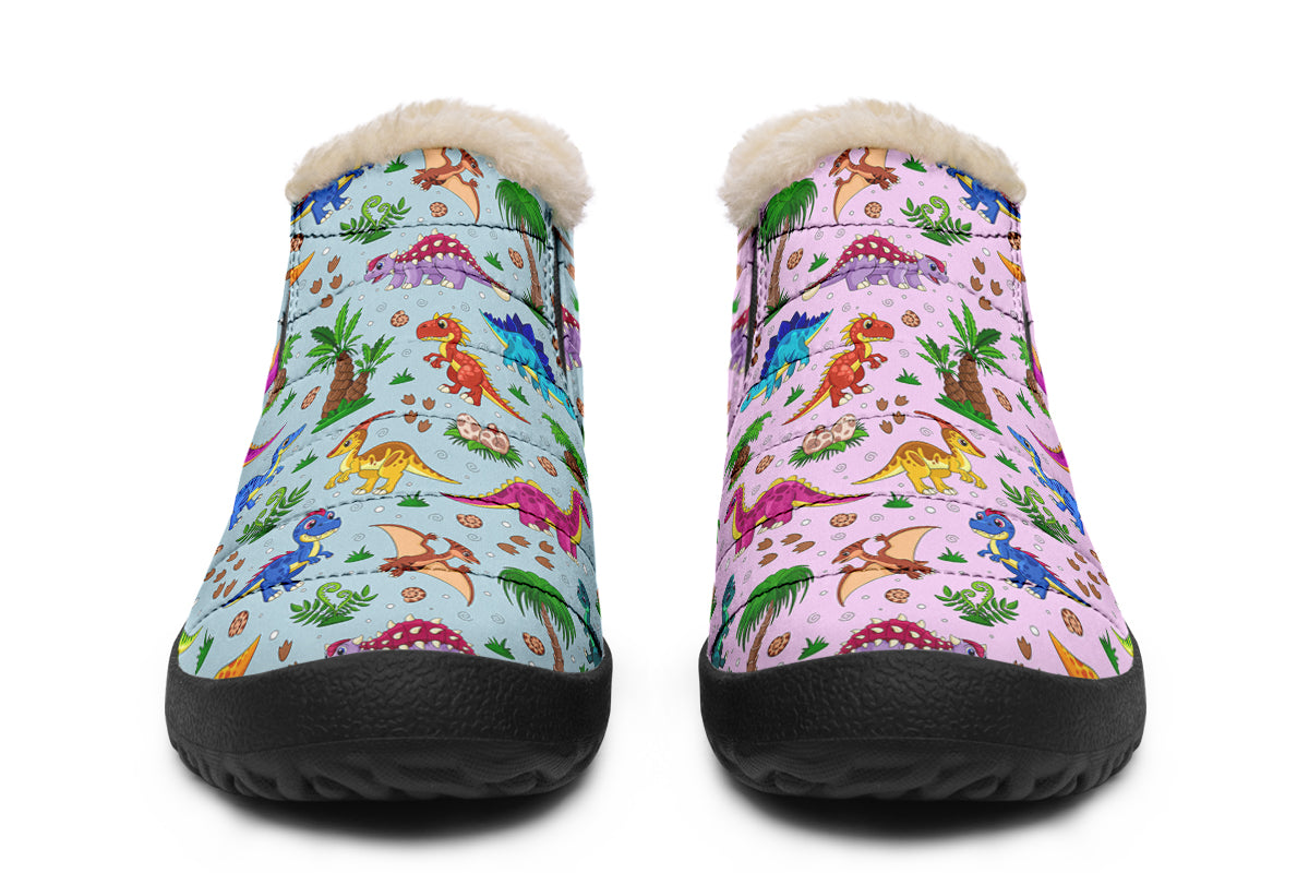Pink And Blue Mismatched Baby Dinos Winter Shoes - Offbeat Sweetie