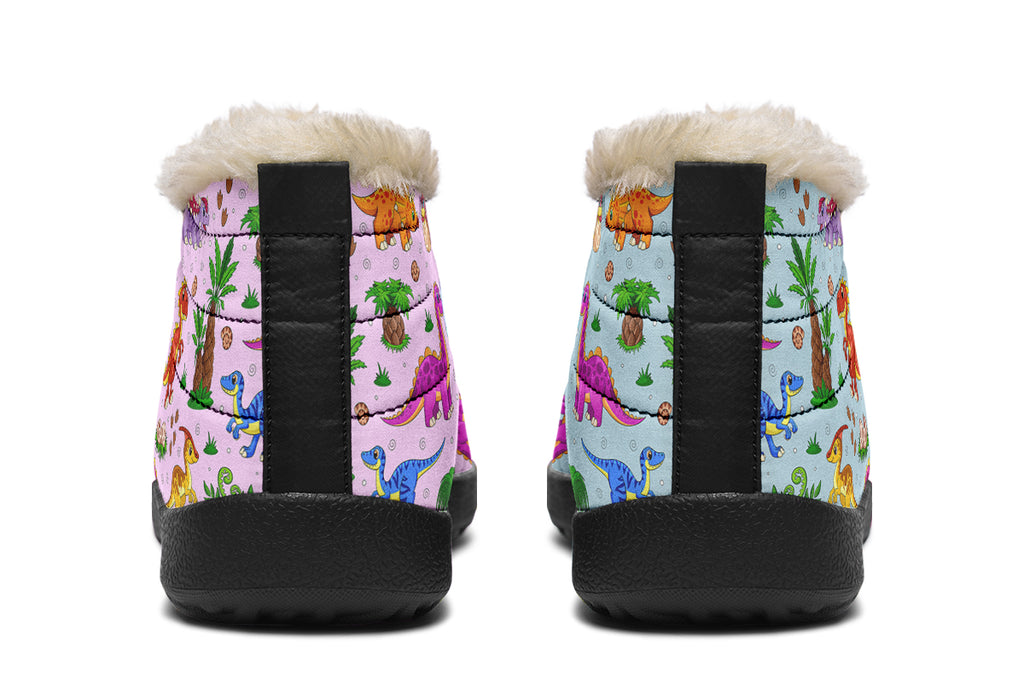 Pink And Blue Mismatched Baby Dinos Winter Shoes - Offbeat Sweetie