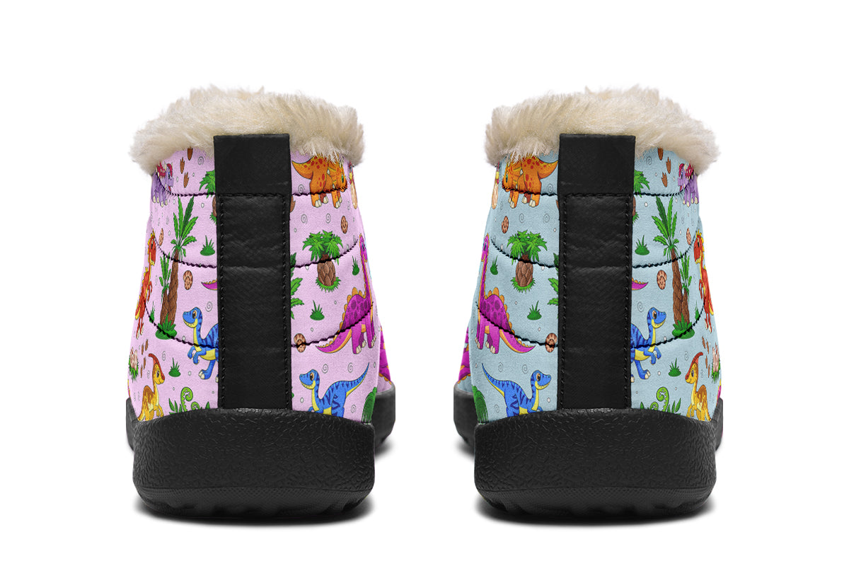 Pink And Blue Mismatched Baby Dinos Winter Shoes - Offbeat Sweetie