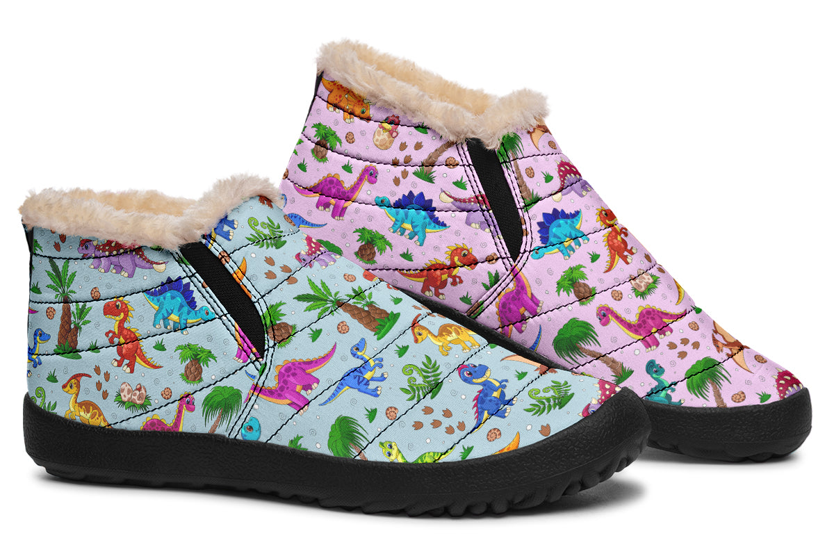 Pink And Blue Mismatched Baby Dinos Winter Shoes - Offbeat Sweetie